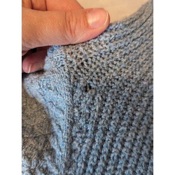 J Jill Cable Knit Sweater Women Small Petite Blue Button Hem Detail Pullover - Picture 16 of 16